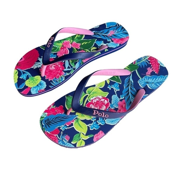 POLO Ralph Lauren Men’s Size 13 Bolt Tropical Flip Flop thongs Sandals New - Picture 1 of 6